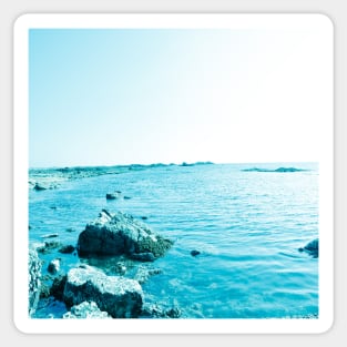 A rocky seaside in Oman bluish version Sticker